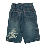 Age 8 Attitude Graphic Denim Shorts - Small Blue Cotton