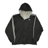Adidas Striped Windbreaker - XL Black Polyester