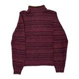 Woolrich Striped 1/4 Zip - Large Brown Wool Blend