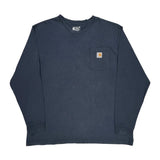Carhartt Long Sleeve T-Shirt - 2XL Navy Cotton