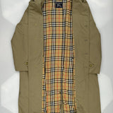 Burberry Checked Trench Coat - Large Beige Cotton