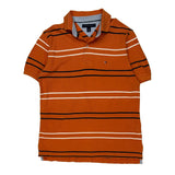 Tommy Hilfiger Striped Polo Shirt - Small Orange Cotton