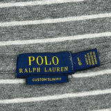 Polo By Ralph Lauren Striped T-Shirt - Large Grey Cotton