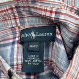 Age 4 Ralph Lauren Checked Short Sleeve Shirt - XS Blue Cotton
