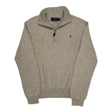 Polo By Ralph Lauren 1/4 Zip - Large Beige Wool Blend