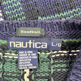 Map Of The Americas Nautica Checked Sweater - Large White Cotton