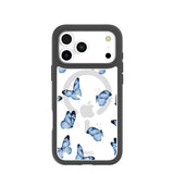 Clear Blue Butterflies iPhone 17 Pro Max Case With Noir Ridge (MagSafe included)