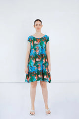 Bat Sleeve Dress in Paint Swirl Print