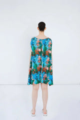 Bat Sleeve Dress in Paint Swirl Print