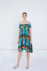 Bat Sleeve Dress in Paint Swirl Print