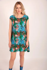 Bat Sleeve Dress in Paint Swirl Print