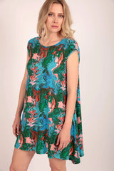Bat Sleeve Dress in Paint Swirl Print