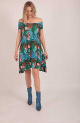 Bat Sleeve Dress in Paint Swirl Print