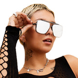 Bella - Chrome Black Oversized Squared Aviators