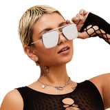 Bella -Tangle Free- Chrome Silver Oversized Squared Aviators