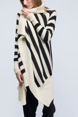 Berry Hand-Knit Baby Alpaca Cardigan - Cream/Black