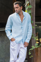 Men's linen shirt Nevada - Sky Blue