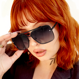 Bella - Midnight Oversized Squared Aviators