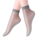 Anyfootwear 10 Pairs Free Size Women Fashion Socks Velvet Silk Breathable Soft Cotton Bottom Non-Slip Moisture Wicking Spring Summer Grey