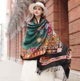 Anyyou 100% Pure Merino Wool Multicolor Poncho for Women Winter Large Scarf Pashmina Shawl Bandana Neck Wrap