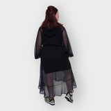 Aphrodite Black Holiday Resort Midi Dress With Hoodie - Inclusive Plus Size up to UK 18 / US 14