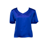 Shining V-Neck Blouse in Blue – Women’s Elegant V-Neck Top