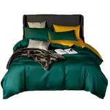 Anycozy Full Duvet Comforter Set – Deep Green & Yellow Egyptian Cotton, Thick Blanket Bedspread, 4‑Piece Bedding Collection