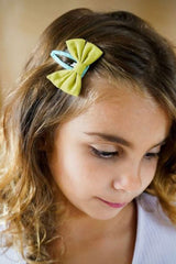 Bow hair clip set - Blue/Green