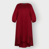 Plus Size Burgundy Leopard Print Jacquard Midi Dress - Aphrodite - Up to UK 22/US 18