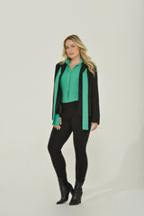 Emerald Green Long Sleeve Mandarin w/ Removable Bow