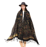 Anyyou 100% Merino Wool Brown Creative Pattern Silk Satin Large Winter Scarf Pashmina Shawl Bandana Perfect For Women Ladies Fashion Style