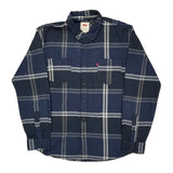 Levis Checked Flannel Shirt - XL Gray Cotton