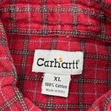 Carhartt Checked Flannel Shirt - XL Red Cotton