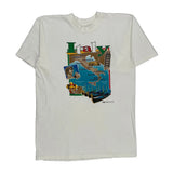 Single Stitch Italy Unbranded Graphic T-Shirt - Medium White Cotton