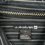 Quiksilver Striped Shirt - Large Black Cotton