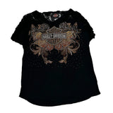 Harley Davidson Lace And Studded T-Shirt - Large Black Nylon