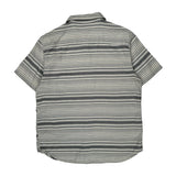 Harley Davidson Striped Short Sleeve Shirt - Large Gray Cotton