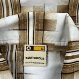Southpole Checked Short Sleeve Shirt - Large Brown Cotton