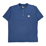 Carhartt Henley Shirt - Large Blue Cotton