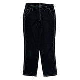 Dickies Contrast Stitch Carpenter Trousers - 30W UK 10 Black Cotton