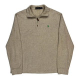 Polo By Ralph Lauren 1/4 Zip - Large Beige Cotton Blend