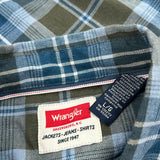 Wrangler Checked Flannel Shirt - Large Blue Cotton