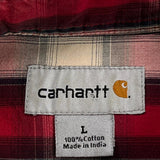 Carhartt Checked Short Sleeve Shirt - Large Red Cotton