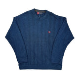 Chaps Ralph Lauren Herringbone Sweater - Medium Blue Cotton
