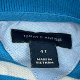 Age 4 Tommy Hilfiger Striped Polo Shirt - XS Blue Cotton