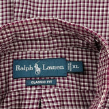 Ralph Lauren Checked Shirt - XL Burgundy Cotton