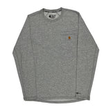 Carhartt Long Sleeve T-Shirt - Small Grey Cotton