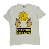 Single Stitch Volleyball Eastbay Graphic T-Shirt - Large Yellow Cotton