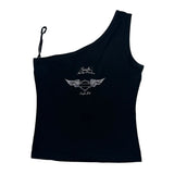 Motorcycles Harley Davidson Asymmetric Tank Top - Large Black Cotton