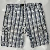 Lee Checked Cargo Shorts - 38W 11L Blue Cotton